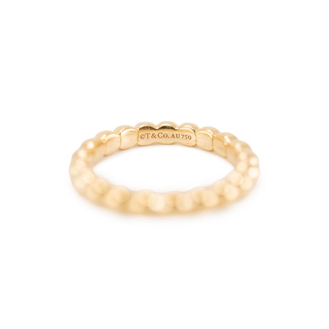 Metal Tiffany & Co. 18k Yellow Gold Comfort-Fit Shank Ball Ziegfeld Beaded Band Ring, Size 5 For Sale - Image 7 of 8