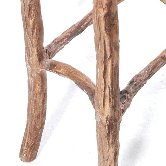 Metal Cast and Hand Painted Faux Bois Aluminum Coffee Table. For Sale - Image 7 of 8