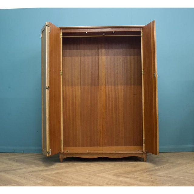 Mid-Century Modern Mid-Century Limed Oak Triple Door Wardrobe, 1950s For Sale - Image 3 of 10