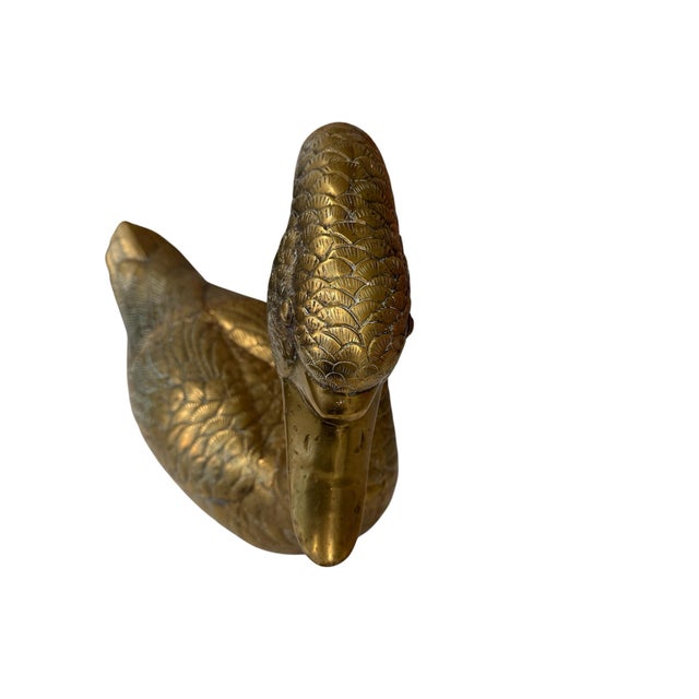 Mid-Century Modern Vintage Large Brass Swan by Fritz Brass For Sale - Image 3 of 10