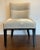 Original retail $1210, stylish Caracole Modern Light Gray Velvet Vector Dining Chair, black wood legs, showroom floor sample