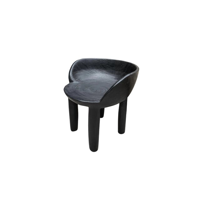 Contemporary Sculptural Mango Wood Chair Burnt Finish Modern Organic For Sale - Image 3 of 6