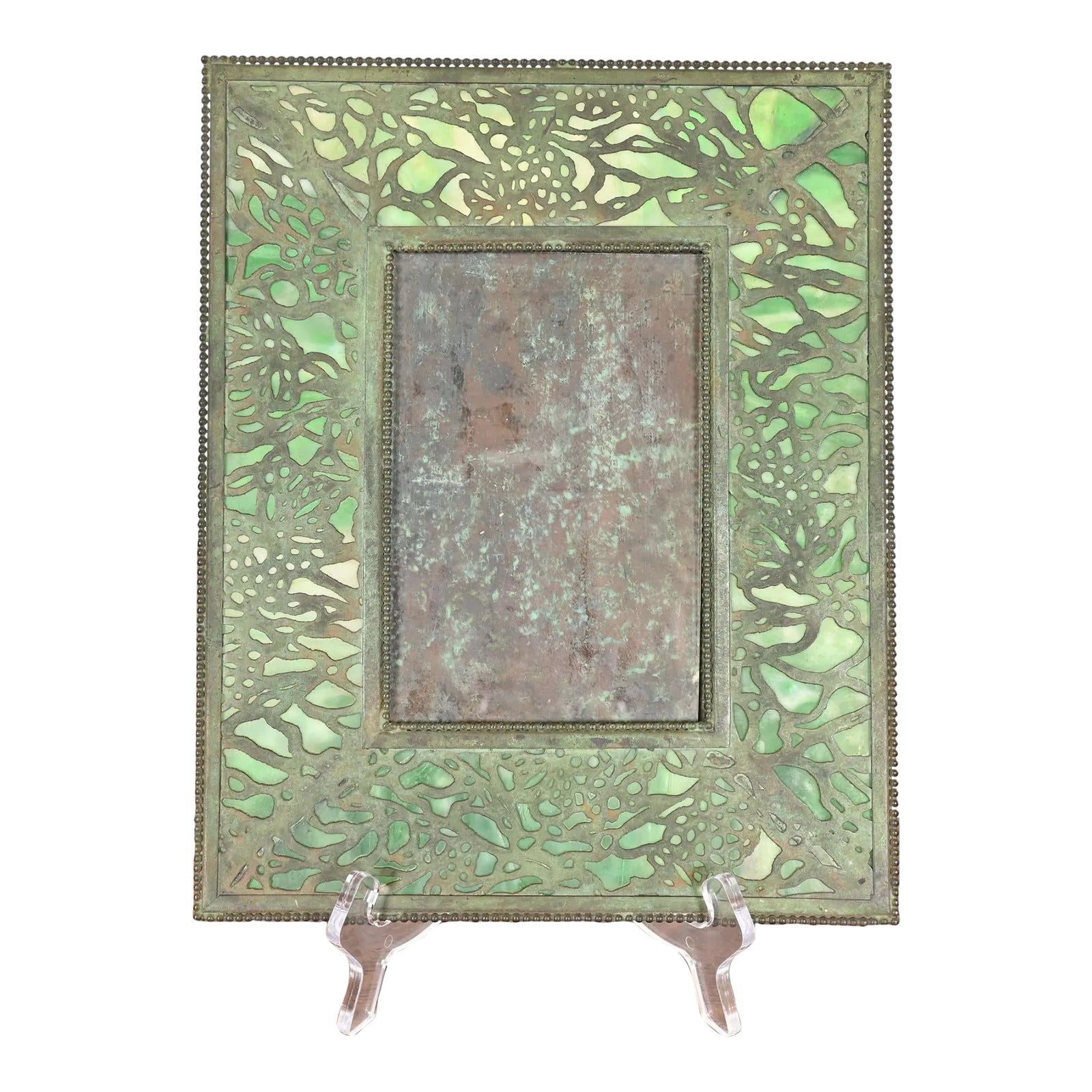 Tiffany Studios New York Grapevine Pattern Bronze and Slag Glass