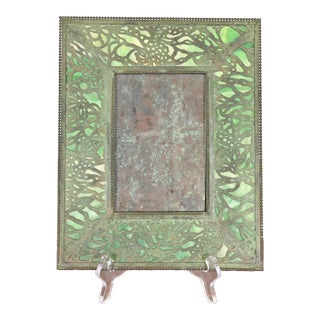 Tiffany Studios New York Grapevine Pattern Bronze and Slag Glass Picture Frame For Sale