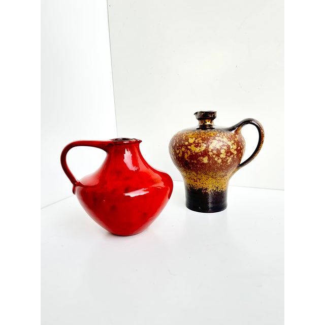 Handcrafted Red Studio Ceramic Jug Vase by Elly & Wilhelm Kuch, Germany, 1960s For Sale - Image 10 of 11