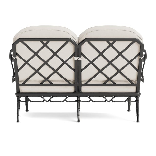 Brown Jordan Brown Jordan Calcutta Loveseat, Textured Pewter frame with Fusion Natural fabric For Sale - Image 4 of 11