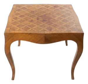 Vintage Italian Parquetry Inlaid Olive Wood Side Table
