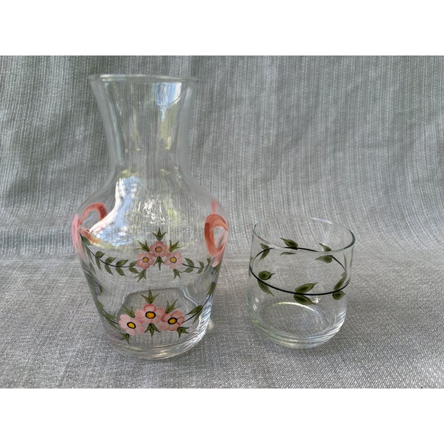 Vintage Hand Painted Bedside Carafe & Cup Set For Sale - Image 9 of 14