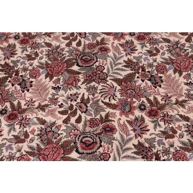 Shabby Chic Floral 1990's Pak-Persian Ivory/Ivory Wool Rug - 8'0'' X 9'0'' For Sale - Image 4 of 9