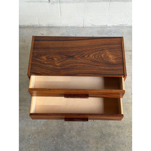 Rosewood Small Dresser Wooden Nightstand Compact Dresser Mid-Century Modern 1960s For Sale In Los Angeles - Image 6 of 9