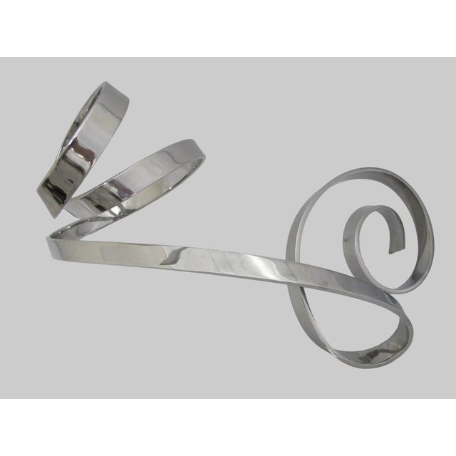 David Elijah Herschler Chrome Freestanding Ribbon Twist Modern Art Sculpture For Sale - Image 12 of 17