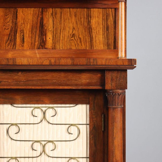 Antique Cupboard in Violet Wood, Brass, and Fabric, United Kingdom, 1800s For Sale - Image 6 of 10