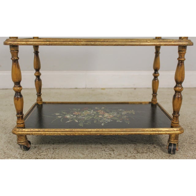 Sarreid Floral Decorated 3 Tier Dessert Trolly Cart For Sale - Image 10 of 13