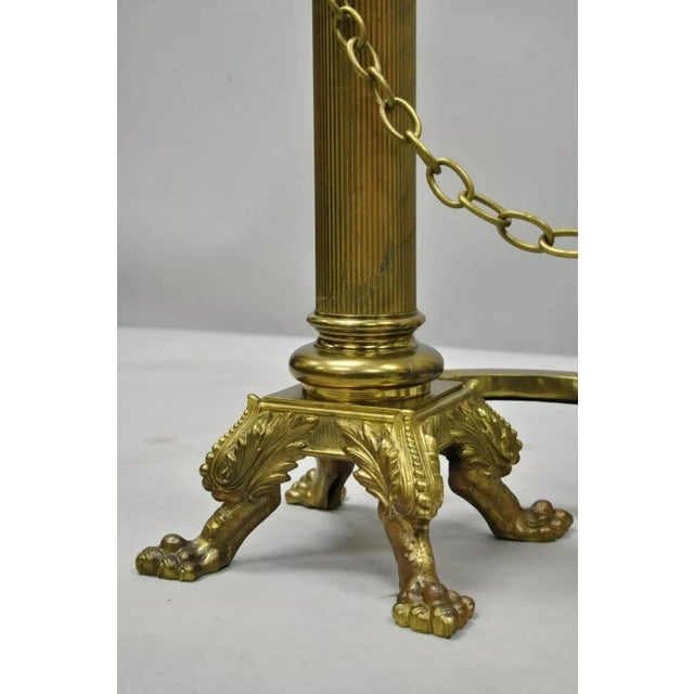 19th Century French Empire Bronze Large Paw Foot Column Fireplace Andirons - a Pair For Sale - Image 4 of 12