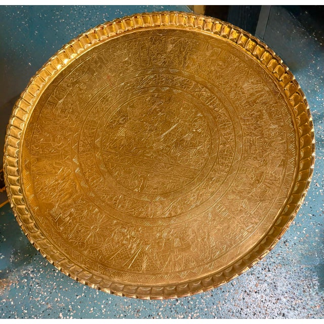 Early 20th Century Moorish-Style Brass Tray Table For Sale - Image 6 of 12