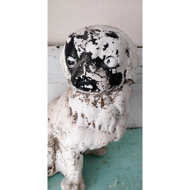 Ceramic Pekingese Garden Statue Chalkware Dog Pup Life Size For Sale - Image 7 of 11