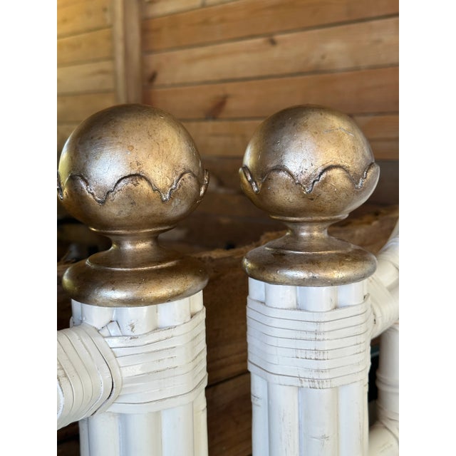 White Coastal Rattan White Chippendale Twin Headboards-Pair For Sale - Image 8 of 12