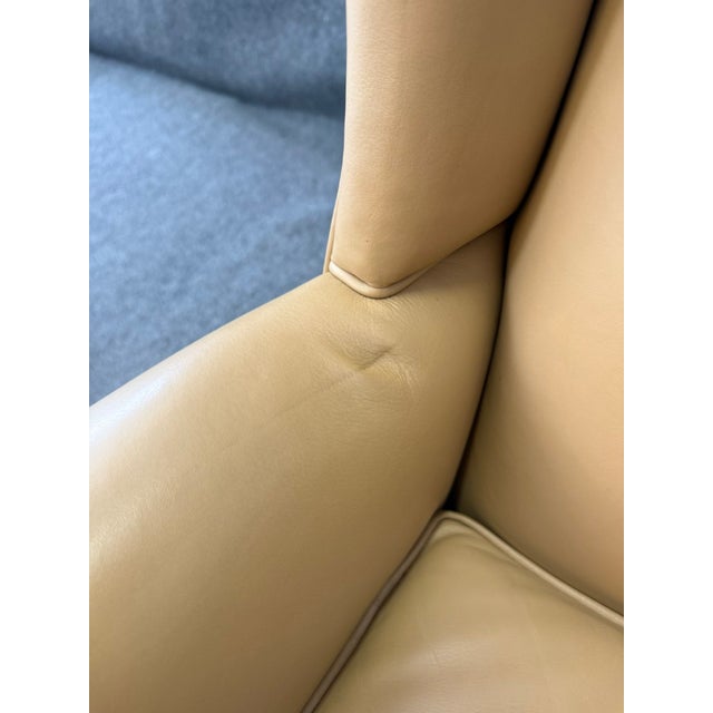 Late 20th Century Tan Leather Wingback Arm Chair For Sale - Image 12 of 12