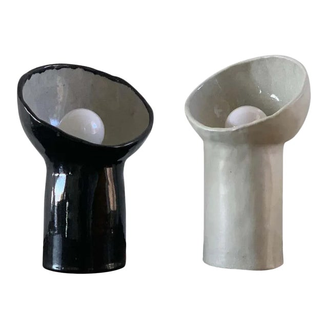 Design Freres Black and White Cyclope Lamps - Set of 2 For Sale