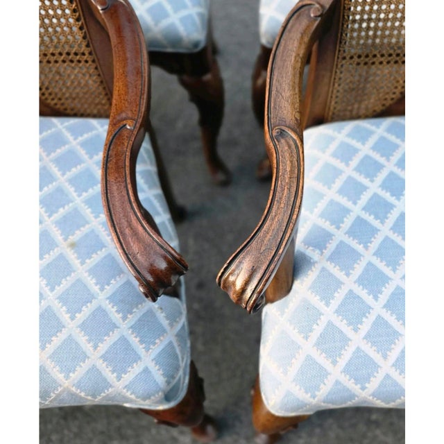 Set of 8 Vintage Queen Anne Solid Walnut and Cane High Back Dining Chairs Attributed to John Stuart for Mount Airy Furniture For Sale In Washington DC - Image 6 of 11