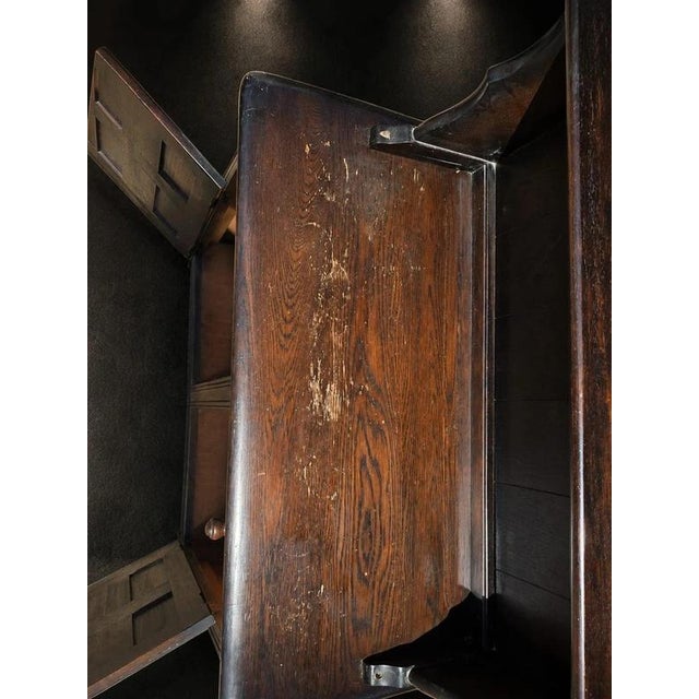 Wood Arts & Crafts Carved Oak Dresser Cabinet with Open Display Rack For Sale - Image 7 of 9
