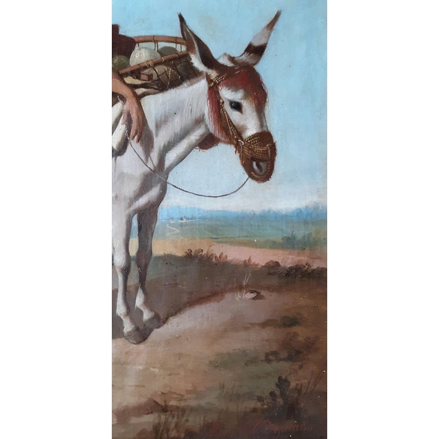 "Men with Donkey" by Manuel Cabral Aguado-Bejarano (Spanish Artist,1818-1891) Oil on Canvas , signature in lower right...