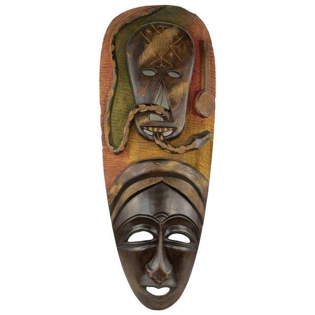 Vintage Wooden Mask, Mid-20th Century For Sale - Image 6 of 6