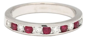 0.61ctw Ruby and Diamond Channel Band Ring, 18k White Gold, Ring Size 6.25