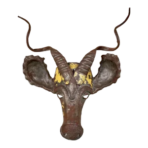 African Folk Art Industrial Kudu Antelope Wall Hanging Sculpture