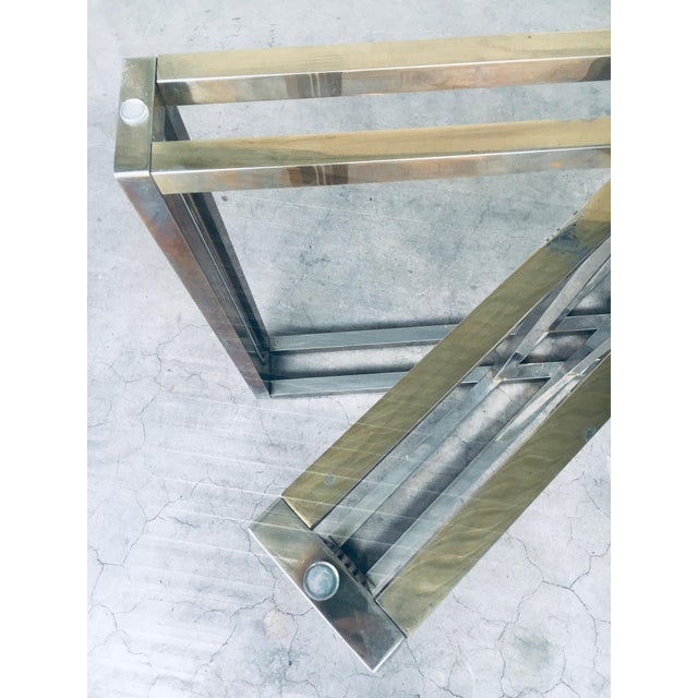 Belgo Chrome Hollywood Regency Style Geometrical Design Brass & Glass Dining Table from Belgochrom, 1970s For Sale - Image 4 of 18