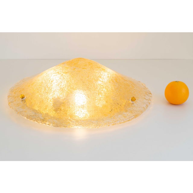 Clear and Golden Murano Glass Flush Mount with Brass Base from Sylcom Lighting, 1990s For Sale - Image 14 of 18