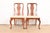 A gorgeous pair of Queen Anne or Georgian style dining chairs In the manner of Henkel Harris USA, Circa 1970s Solid...