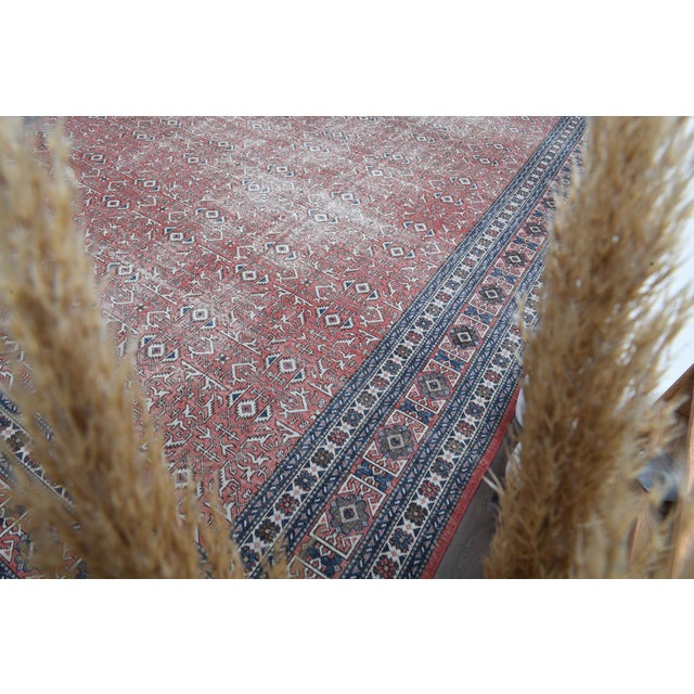 Raspberry Red 1970s Vintage Persian Handmade Wool Cotton Light Red Area Rug For Sale - Image 8 of 11