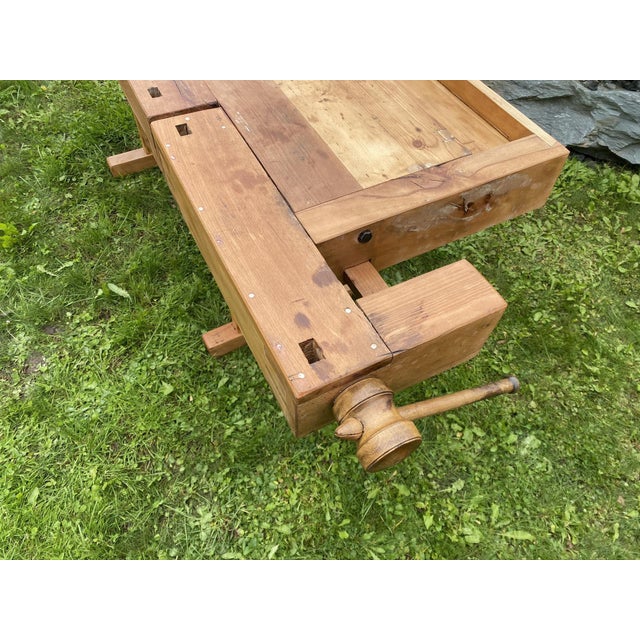 Wood Vintage Rustic Workbench, Germany For Sale - Image 7 of 12