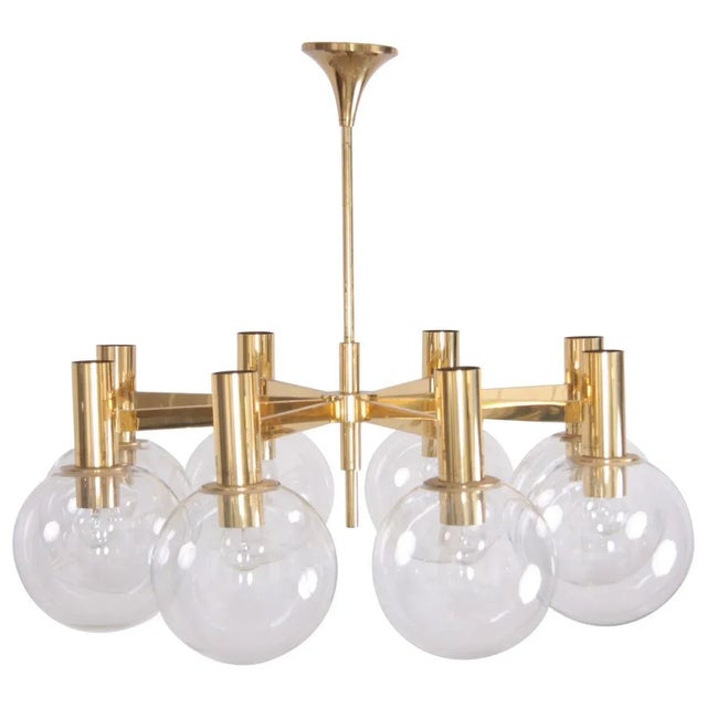 Large Brass Chandelier with 8-Arms from Interna, 1960s For Sale - Image 9 of 9