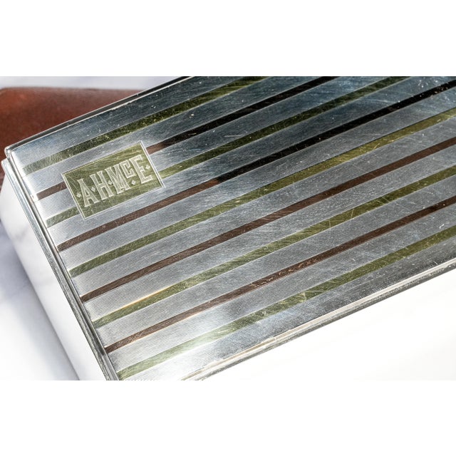 Stunning High Quality Antique Art Deco Gold and Sterling Silver Trinket Jewelry Cigarette Box Home Decor For Sale - Image 4 of 14