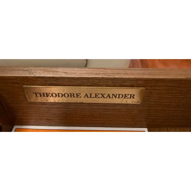 Theodore Alexander Oak Parquetry Nightstand / Side Table With Drawer and Two Shelves For Sale In Charleston - Image 6 of 8