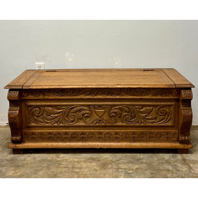 Antique English Oak Blanket Chest For Sale - Image 9 of 10