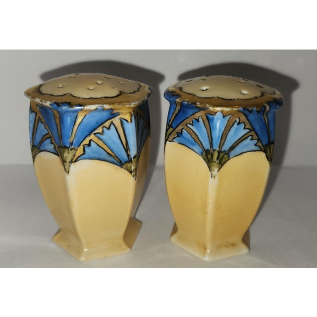 1900s Art Noveau Hand Painted Bluebell Salt & Pepper Shakers by Moritz Zdekauer, Austria For Sale - Image 13 of 17