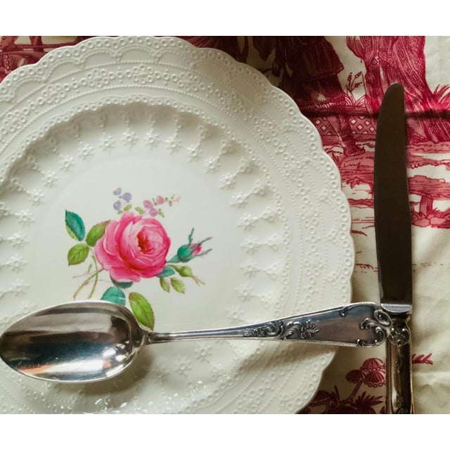 Antique a Copeland Spode "Jewel" Bone China Dinner Plates, Billingsley Rose, C. 1926 - Set of 4 For Sale - Image 6 of 18