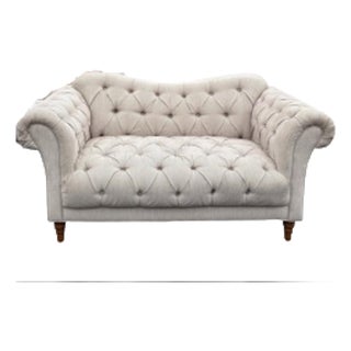 Tufted Grey Settee For Sale