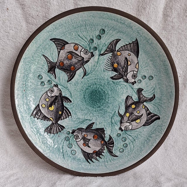 1970s Vintage Ceramic Wall Plate with Fish, 1970s For Sale - Image 5 of 5