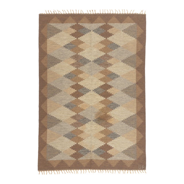 Vintage Swedish Rollakan Rug, 05'07 X 08'01 For Sale