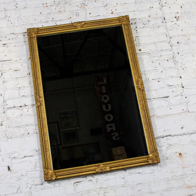 Wood Late 20th Century Neoclassical Rococo Wall Mirror Rectangular Ornate Gilded Wood and Gesso Frame For Sale - Image 7 of 18
