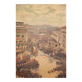 French Painting in the Style of Lachenal's Funeral of Victor Hugo For Sale