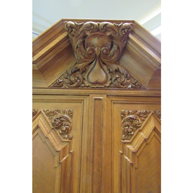 Victorian Unusual Late 19th Century Highly Carved Oak Victorian Wardrobe For Sale - Image 3 of 12