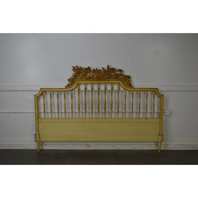 Vintage French Provincial Louis XV Style Painted King Size Headboard
