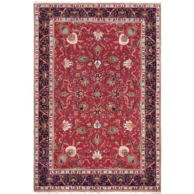 Red Floral Persian Tabriz Red/Purple Wool Rug - 8'0'' X 11'4'' For Sale - Image 8 of 10