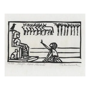 Irwin Rosenhouse Joseph Before Pharaoh Woodcut