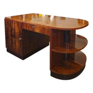 Belgian Art Deco Half-Moon Desk, 1930s For Sale